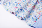 Baby Kids Girl Blue n Pink Flower Cheongsam Dress w Double Bowties n Side Voile Design - Little Kooma