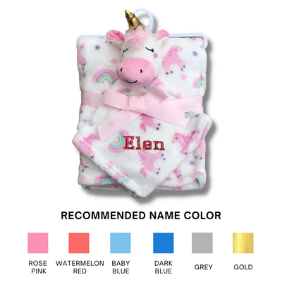 Personalised Customized Luvable Friends Plush Blanket With Sherpa Backing Rainbow Unicorn 40405 - Little Kooma