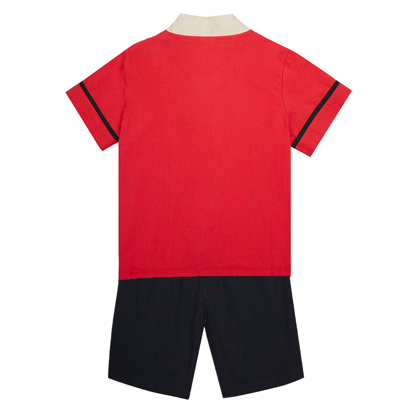 Baby Kids Boys Fake Two Piece Cheongsam Set Red Top n Black Shorts CNY Chinese New Year Outfit - Little Kooma