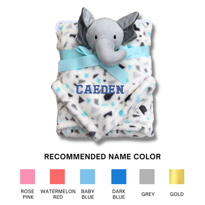 Personalised Customized Luvable Friends Plush Blanket With Sherpa Backing Terrazzo Elephant 40408 - Little Kooma