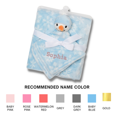 Personalised Customized Hudson Baby Plush Blanket With Snow Man 56527 - Little Kooma