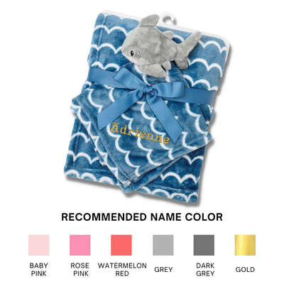 Personalised Customized Hudson Baby Plush Blanket With Baby Shark 17432 - Little Kooma