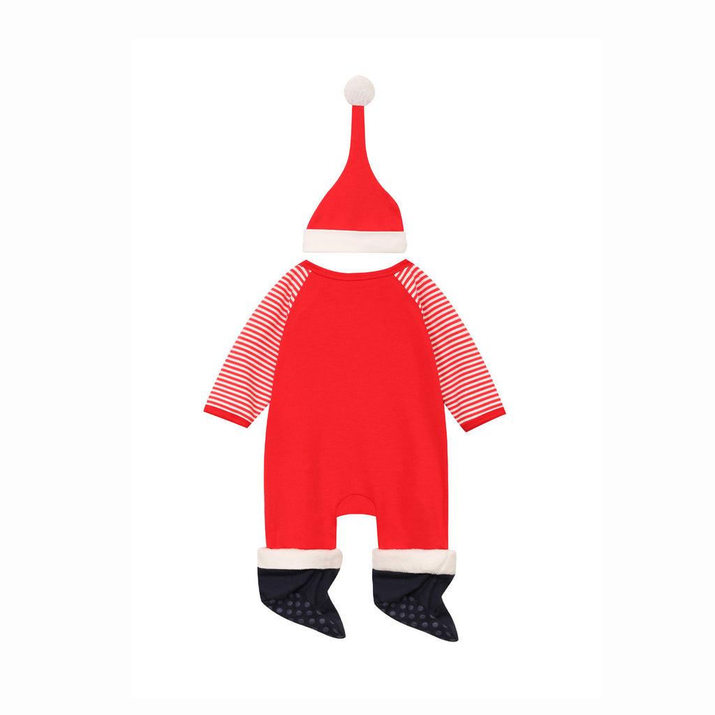 Baby Christmas Outfit Santa Long Sleeve All In One Jumpsuit w Hat n Boots - Little Kooma