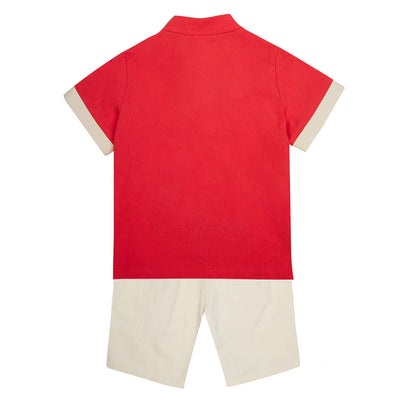 Baby Kids Boys Dragon Red Cheongsam Set Top n Shorts CNY Chinese New Year Outfit - Little Kooma