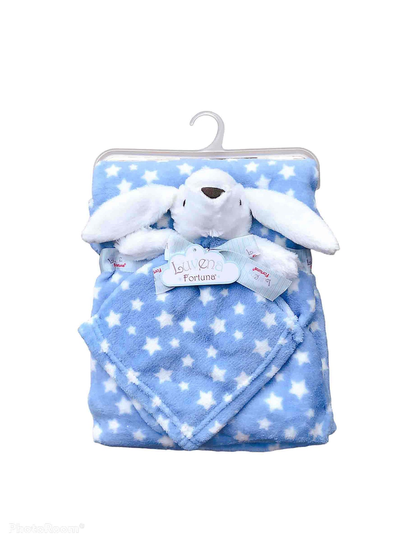 Luvena Fortuna Plush Blanket n Security Blanket Set Blue Bunny S19629 - Little Kooma