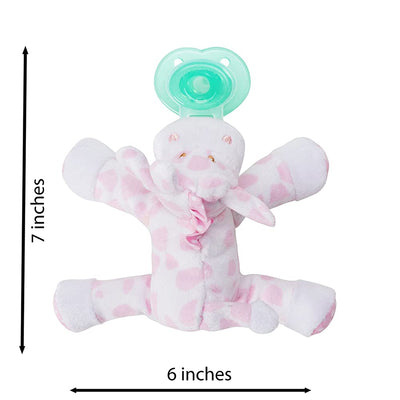 Nookums Paci-Plushies Buddies - Pink Giraffe Pacifier Holder - Plush Toy Includes Detachable Pacifier - Little Kooma