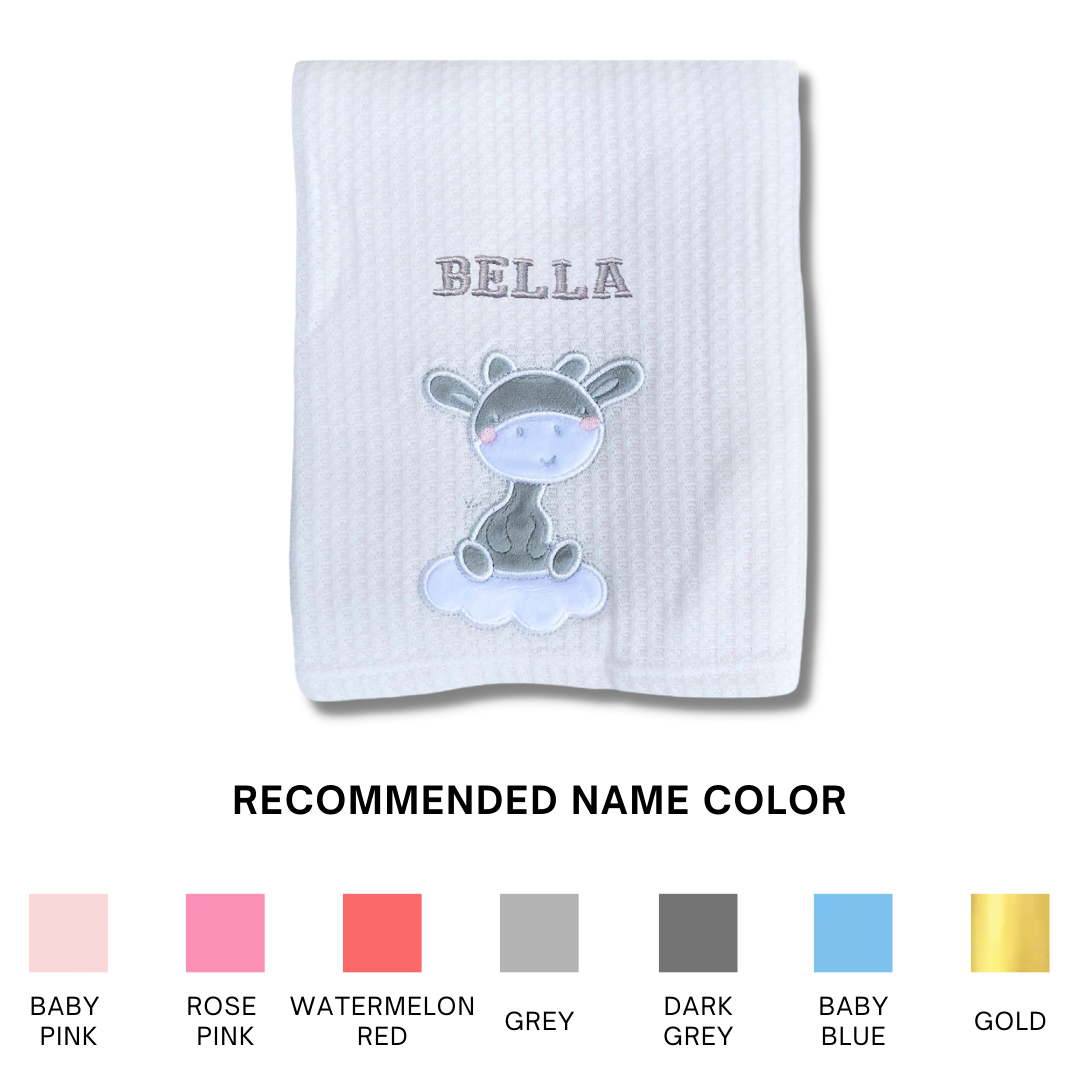 Personalised Customized Baby Knit Waffle Blanket - Little Kooma