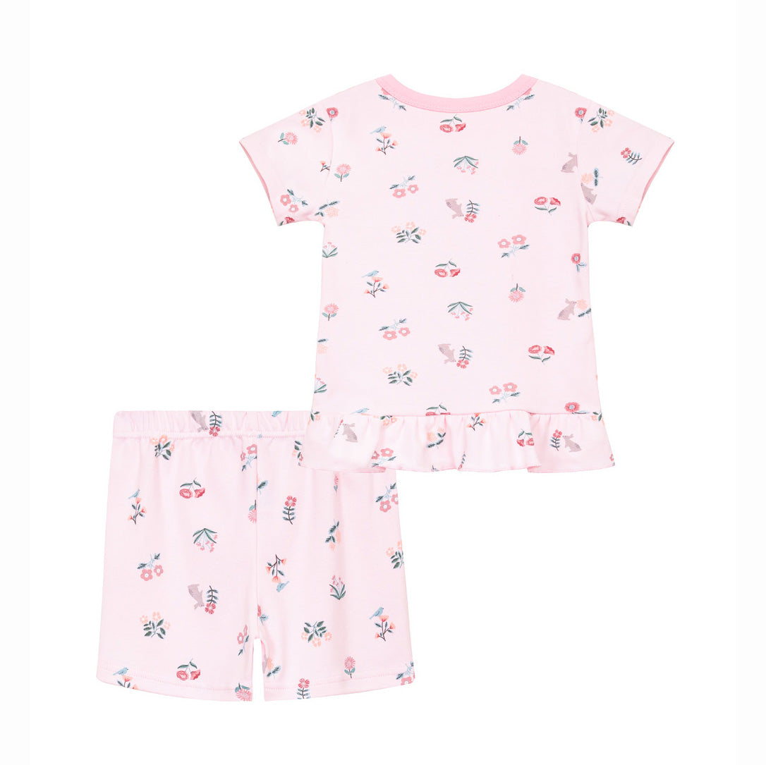 Baby Girl Ruffled Trim Floral Printed Top n Shorts Set - Little Kooma