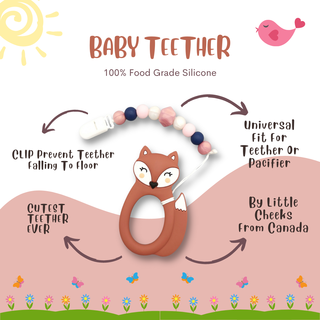 Baby Teether Set Fox Rust Silicone Teether Set By Little Cheeks - Little Kooma