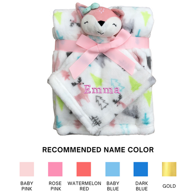 Personalised Customized Luvable Friends Plush Blanket With Sherpa Backing Fox Woodland 40407 - Little Kooma