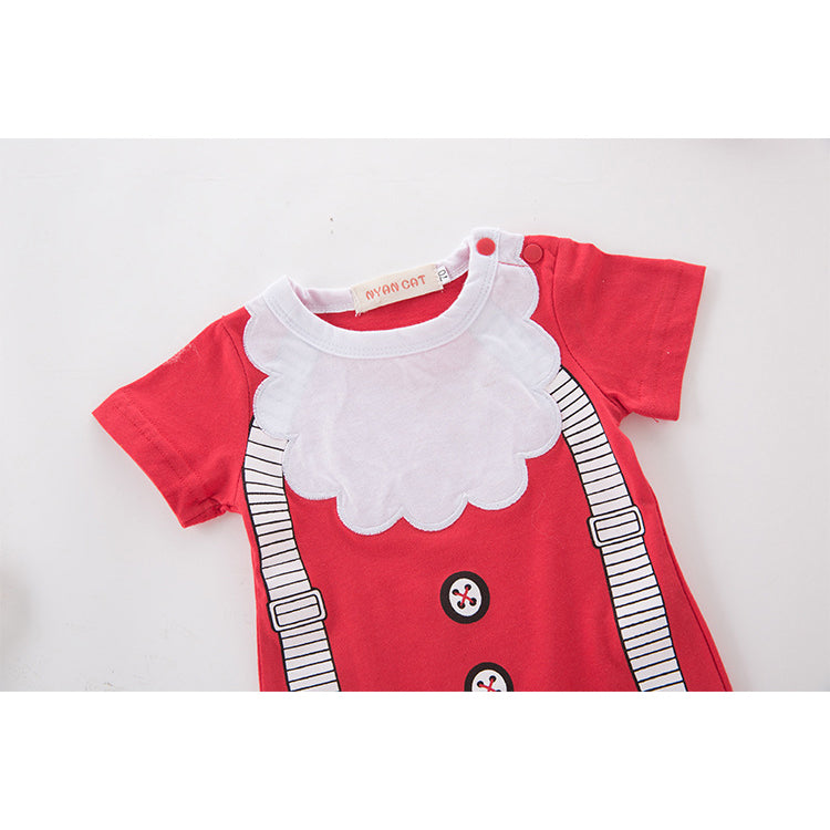 Baby Boy Christmas Outfit Santa Claus Romper w Embroidered Beard n Hat Two Piece Set - 1125 - Little Kooma