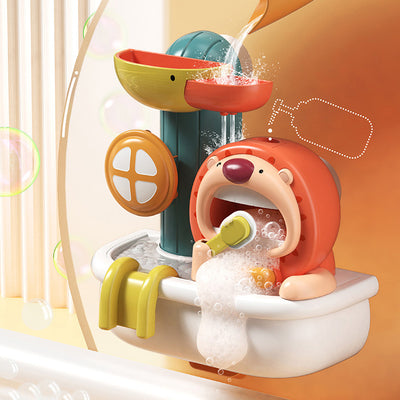 Baby Toddler Kids Wall Bathtub Mounted Bird n Lion Bubble Bath Toy Set w Suction Cups - Little Kooma