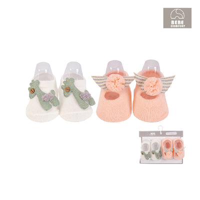 Baby Girl Anti-slip Socks 2 Pair Pack 0-12 months BC71135 - 0805 - Little Kooma