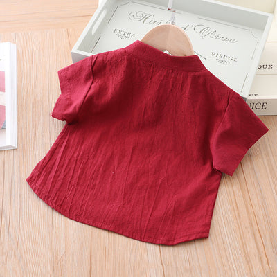 [KB05] Kids Boys Cheongsam Set Top n Shorts Embroidered Dragon n Gourd CNY Chinese New Year Outfit - Little Kooma
