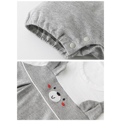 Baby Bear Fake Two Piece Romper w Suspenders - Little Kooma