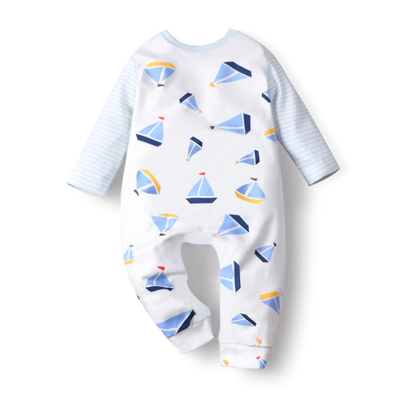 Baby Ship Prints Front Pocket All In One Jumpsuit - Little Kooma