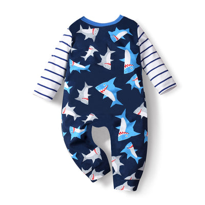 Baby Shark Prints Front Pocket All In One Jumpsuit - Little Kooma