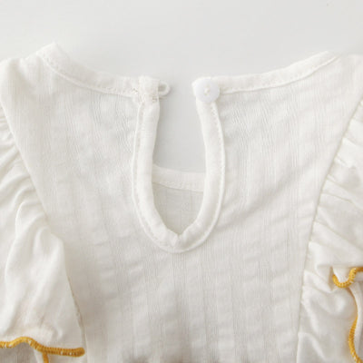 [ZBG10] Baby Girl Splicing Floral Bodysuit Ruffled Sleeves Little Flowers - Little Kooma