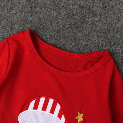 Girl's Christmas Outfit Red Voile Dress n Striped Pants 2 Piece Set - 1125 - Little Kooma