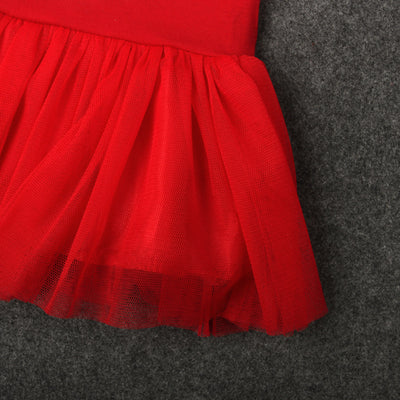 Girl's Christmas Outfit Red Voile Dress n Striped Pants 2 Piece Set - 1125 - Little Kooma