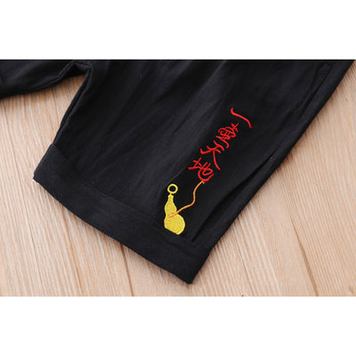 [KB05] Kids Boys Cheongsam Set Top n Shorts Embroidered Dragon n Gourd CNY Chinese New Year Outfit - Little Kooma
