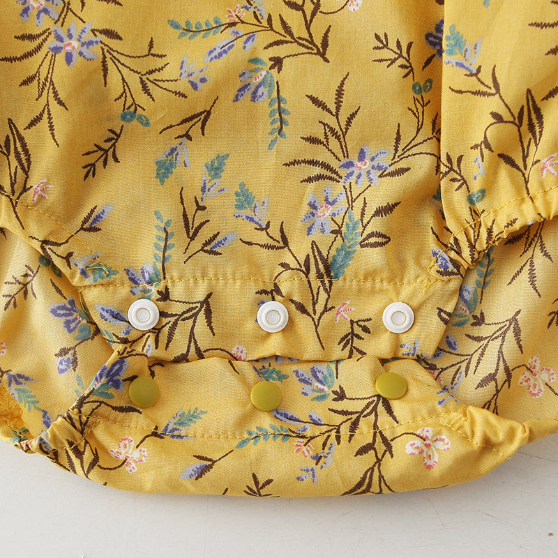 [ZBG10] Baby Girl Splicing Floral Bodysuit Ruffled Sleeves Little Flowers - Little Kooma