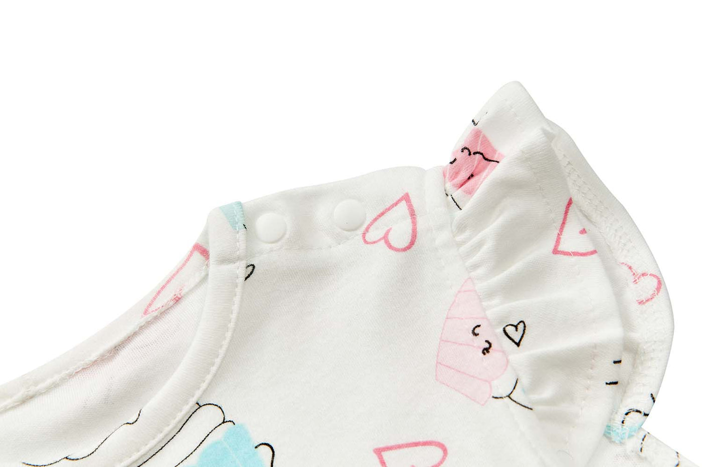 Baby Girl Ruffled Sleeves White w Cupcakes Bodysuit Dress Pink Bowtie - Little Kooma