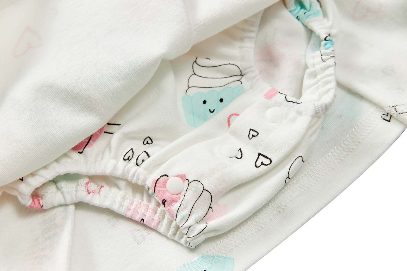 Baby Girl Ruffled Sleeves White w Cupcakes Bodysuit Dress Pink Bowtie - Little Kooma
