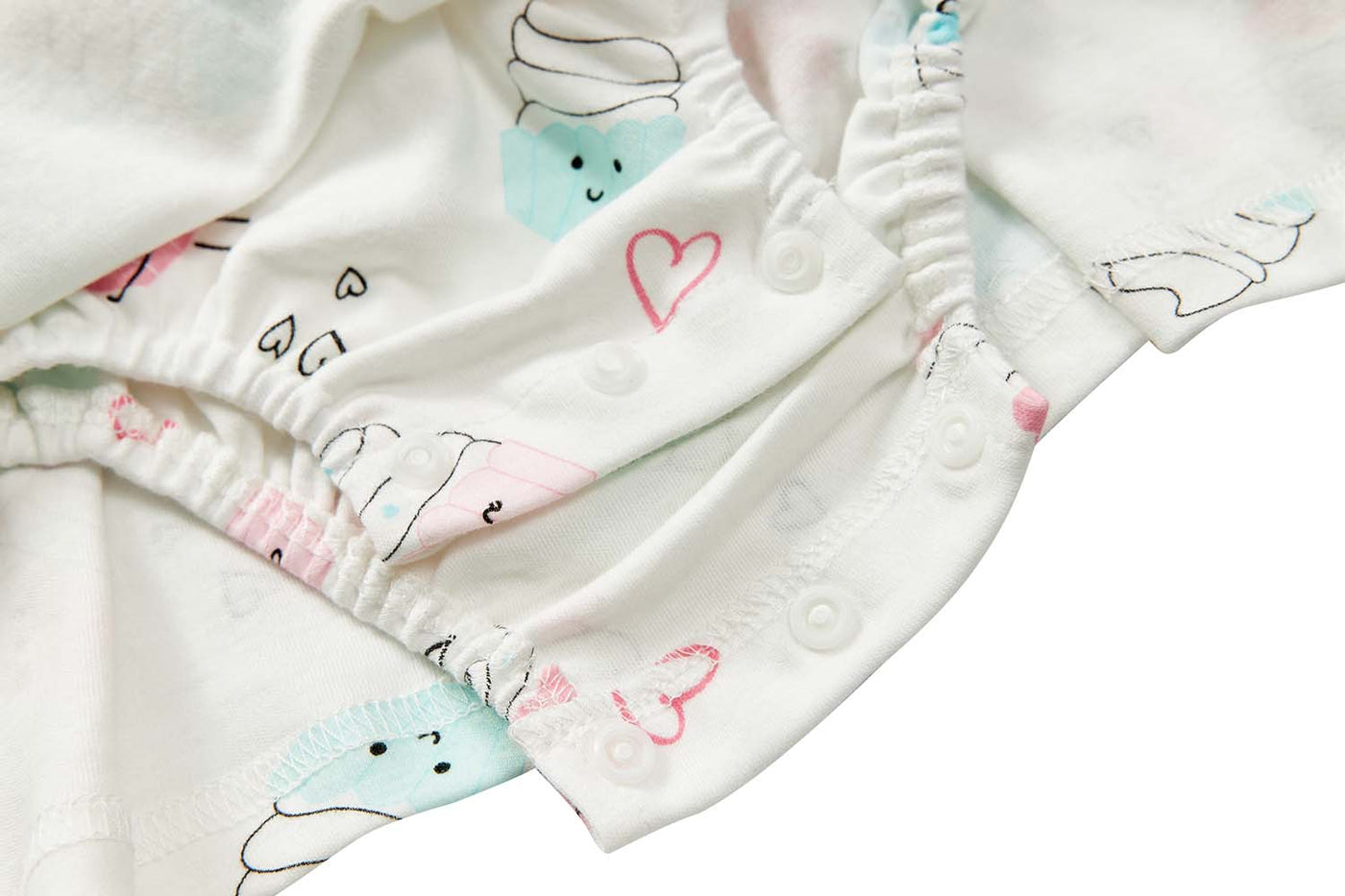 Baby Girl Ruffled Sleeves White w Cupcakes Bodysuit Dress Pink Bowtie - Little Kooma