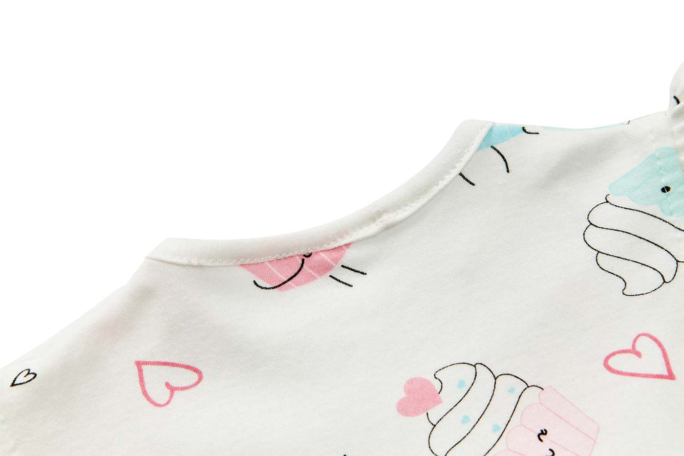 Baby Girl Ruffled Sleeves White w Cupcakes Bodysuit Dress Pink Bowtie - Little Kooma