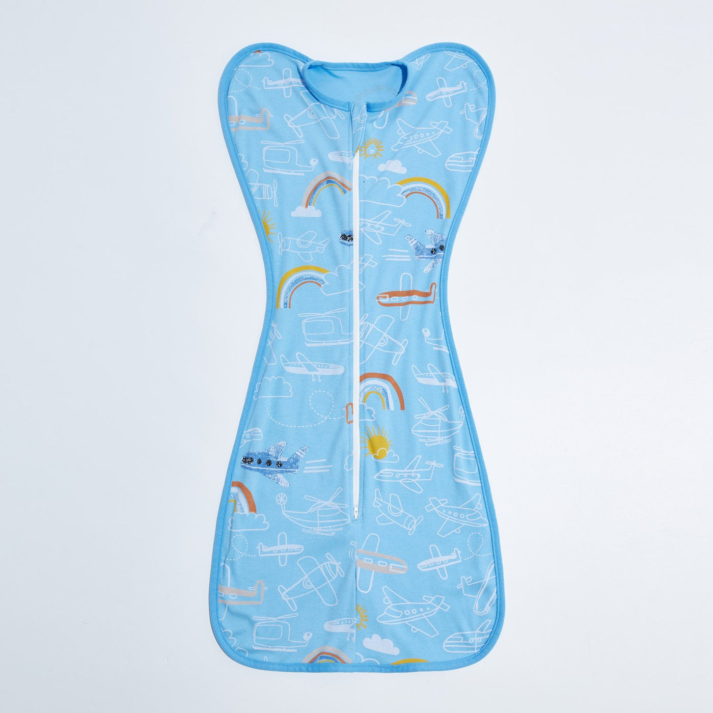 Baby Transitional Swaddle Sack w Arms Up 2-Way Zipper Aeroplane - Little Kooma