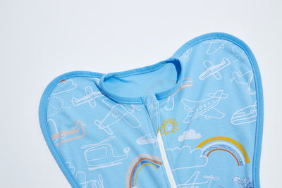 Baby Transitional Swaddle Sack w Arms Up 2-Way Zipper Aeroplane - Little Kooma