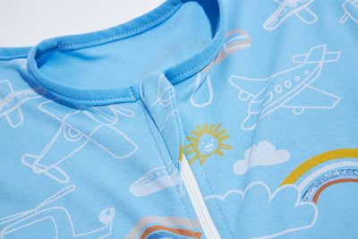 Baby Transitional Swaddle Sack w Arms Up 2-Way Zipper Aeroplane - Little Kooma
