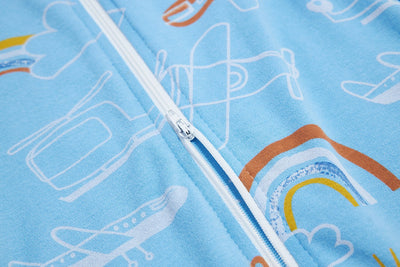 Baby Transitional Swaddle Sack w Arms Up 2-Way Zipper Aeroplane - Little Kooma