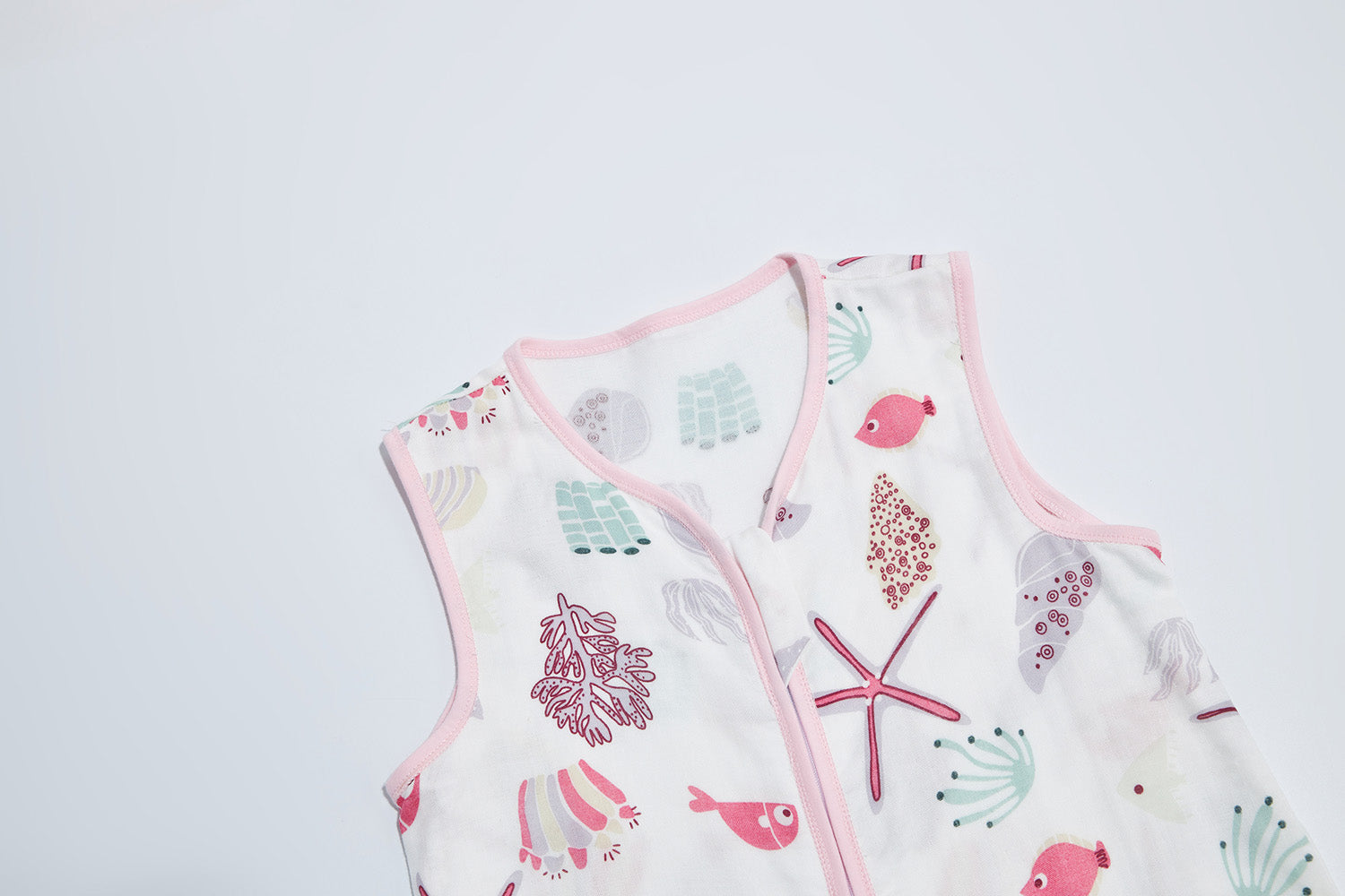 Baby Wearable Muslin Blanket Sleeveless Sleeping Bag 3-Way Zipper Pink - Little Kooma