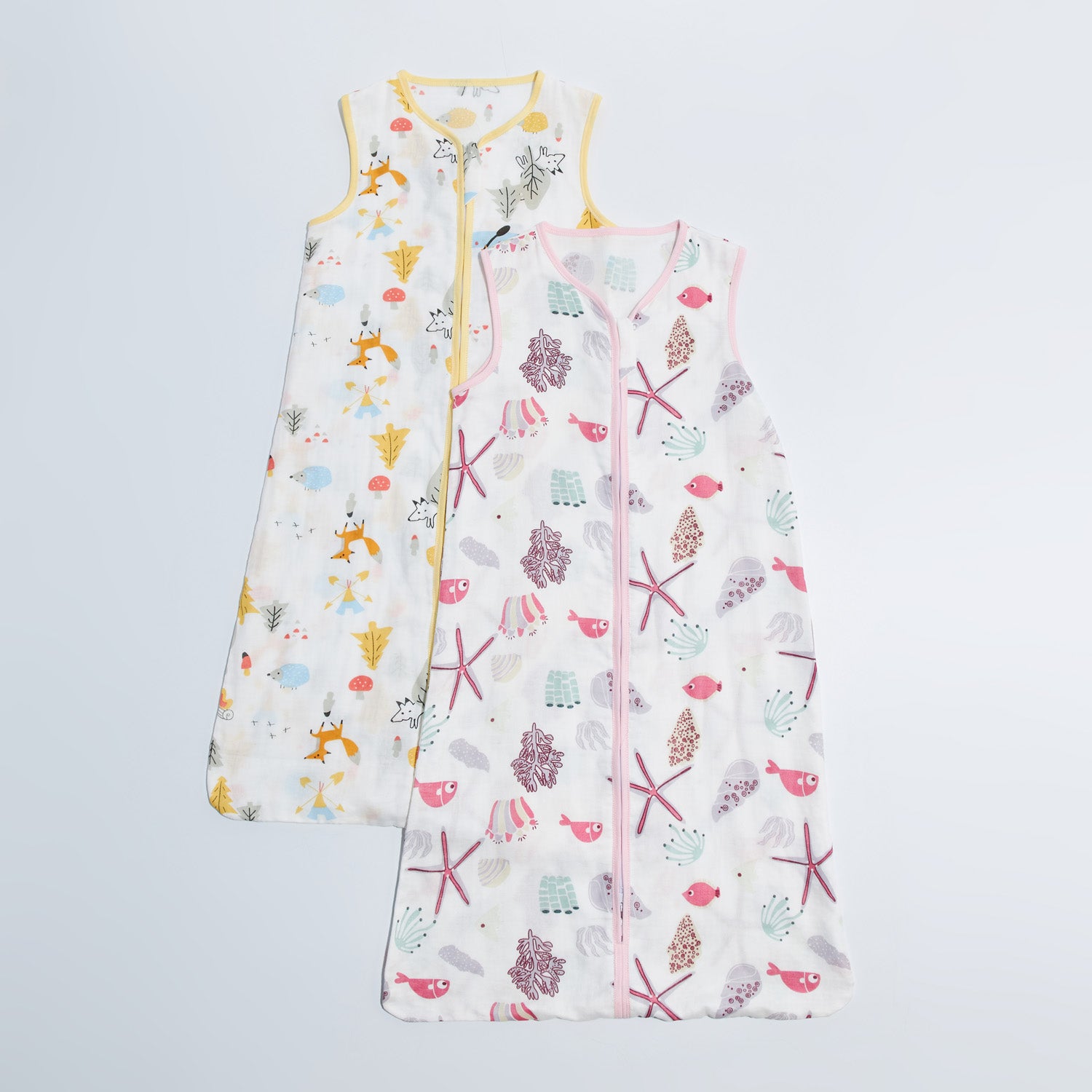 Baby Wearable Muslin Blanket Sleeveless Sleeping Bag 3-Way Zipper Pink - Little Kooma
