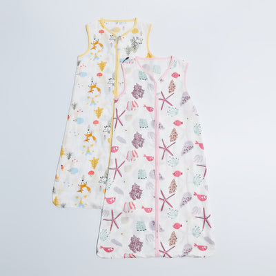 Baby Wearable Muslin Blanket Sleeveless Sleeping Bag 3-Way Zipper Yellow - Little Kooma