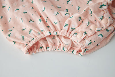 Baby Girl Ruffled Sleeves Hearts Floral Prints Cheongsam Bodysuit n Headwrap 2pc Set - Little Kooma