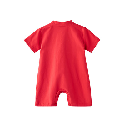 Baby Boy Red Cheongsam Romper Double Carp Fish - Little Kooma