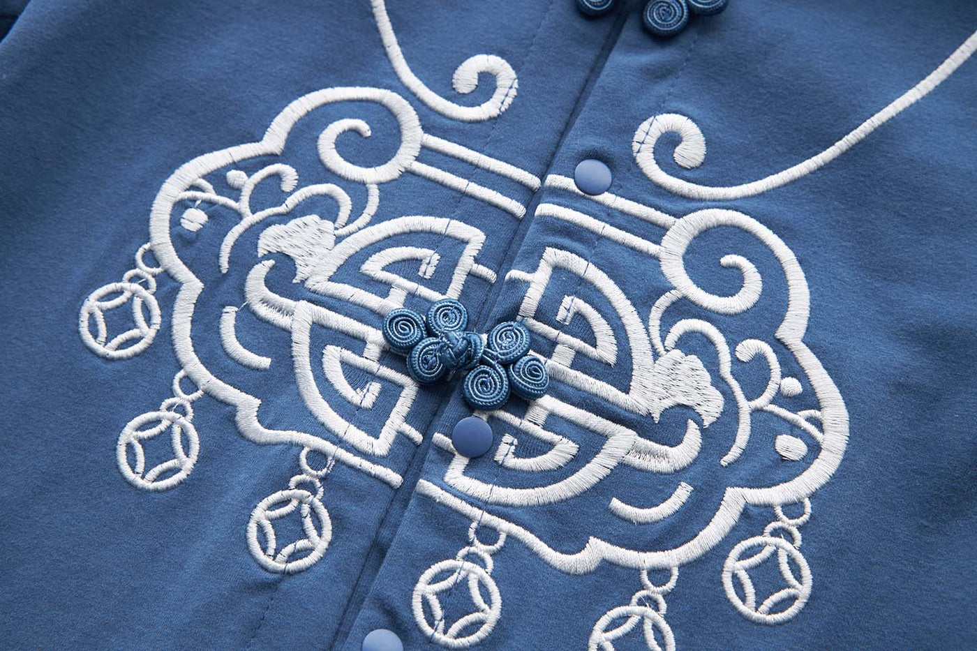 [BB05] Baby Boy Cheongsam Romper Ruyi Lock Dark Blue - Little Kooma