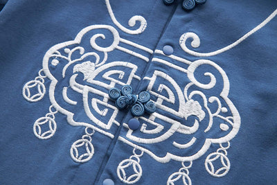 [BB05] Baby Boy Cheongsam Romper Ruyi Lock Dark Blue - Little Kooma