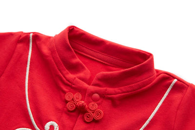 [BB04] Baby Boy Cheongsam Romper Ruyi Lock Red - Little Kooma