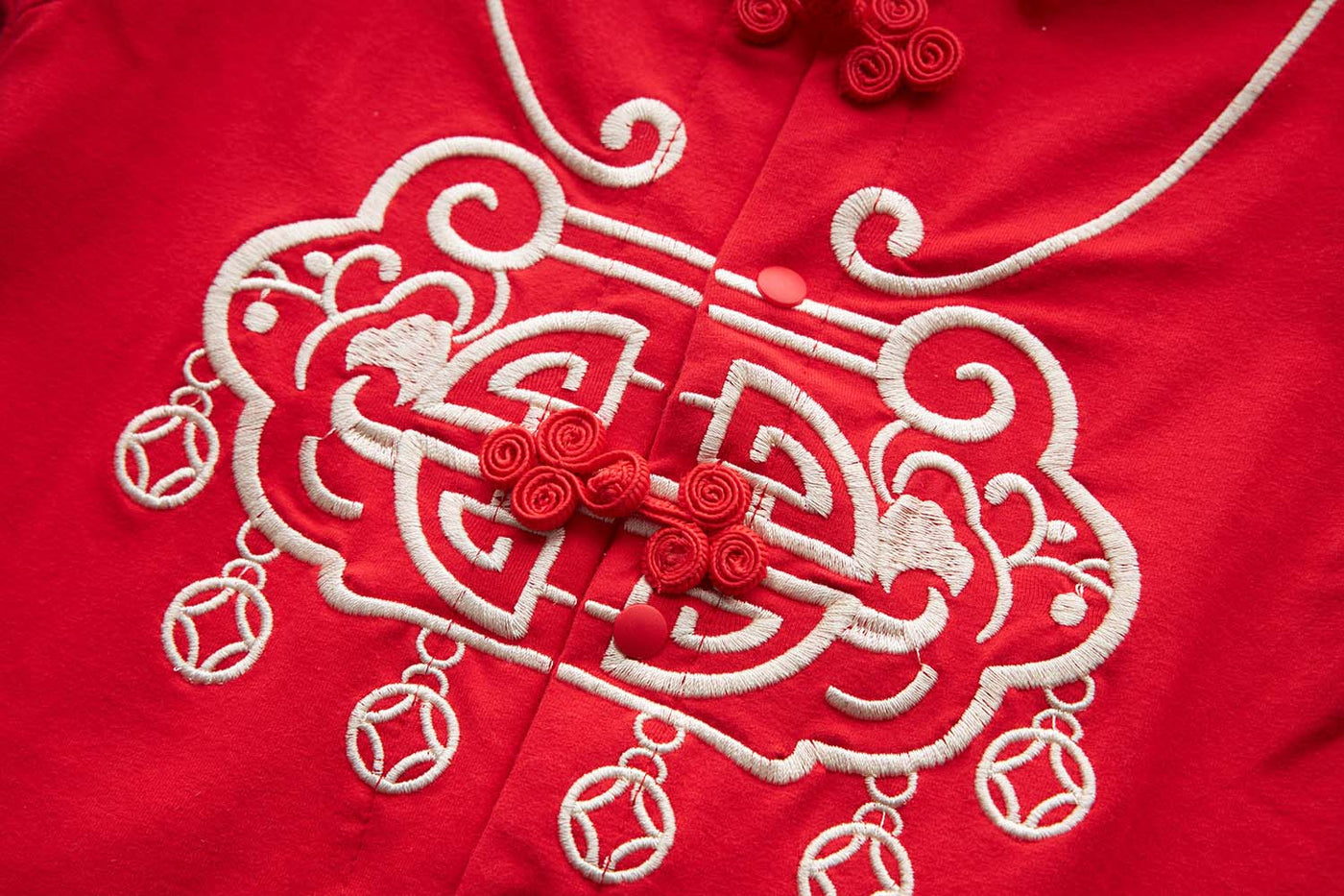 [BB04] Baby Boy Cheongsam Romper Ruyi Lock Red - Little Kooma