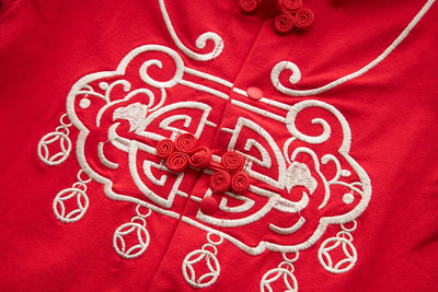 [BB04] Baby Boy Cheongsam Romper Ruyi Lock Red - Little Kooma