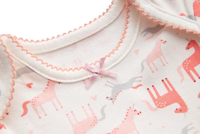 [ZBG02] Baby Girl White w Unicorn Bodysuit Dress n Pink Ruffled Cardigan 2 Pc Set - Little Kooma