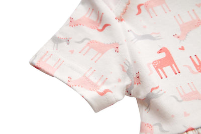 [ZBG02] Baby Girl White w Unicorn Bodysuit Dress n Pink Ruffled Cardigan 2 Pc Set - Little Kooma