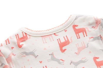 [ZBG02] Baby Girl White w Unicorn Bodysuit Dress n Pink Ruffled Cardigan 2 Pc Set - Little Kooma