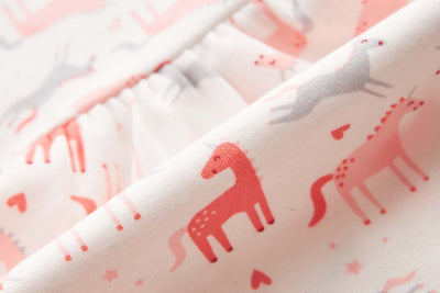 [ZBG02] Baby Girl White w Unicorn Bodysuit Dress n Pink Ruffled Cardigan 2 Pc Set - Little Kooma