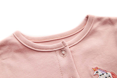 [ZBG02] Baby Girl White w Unicorn Bodysuit Dress n Pink Ruffled Cardigan 2 Pc Set - Little Kooma