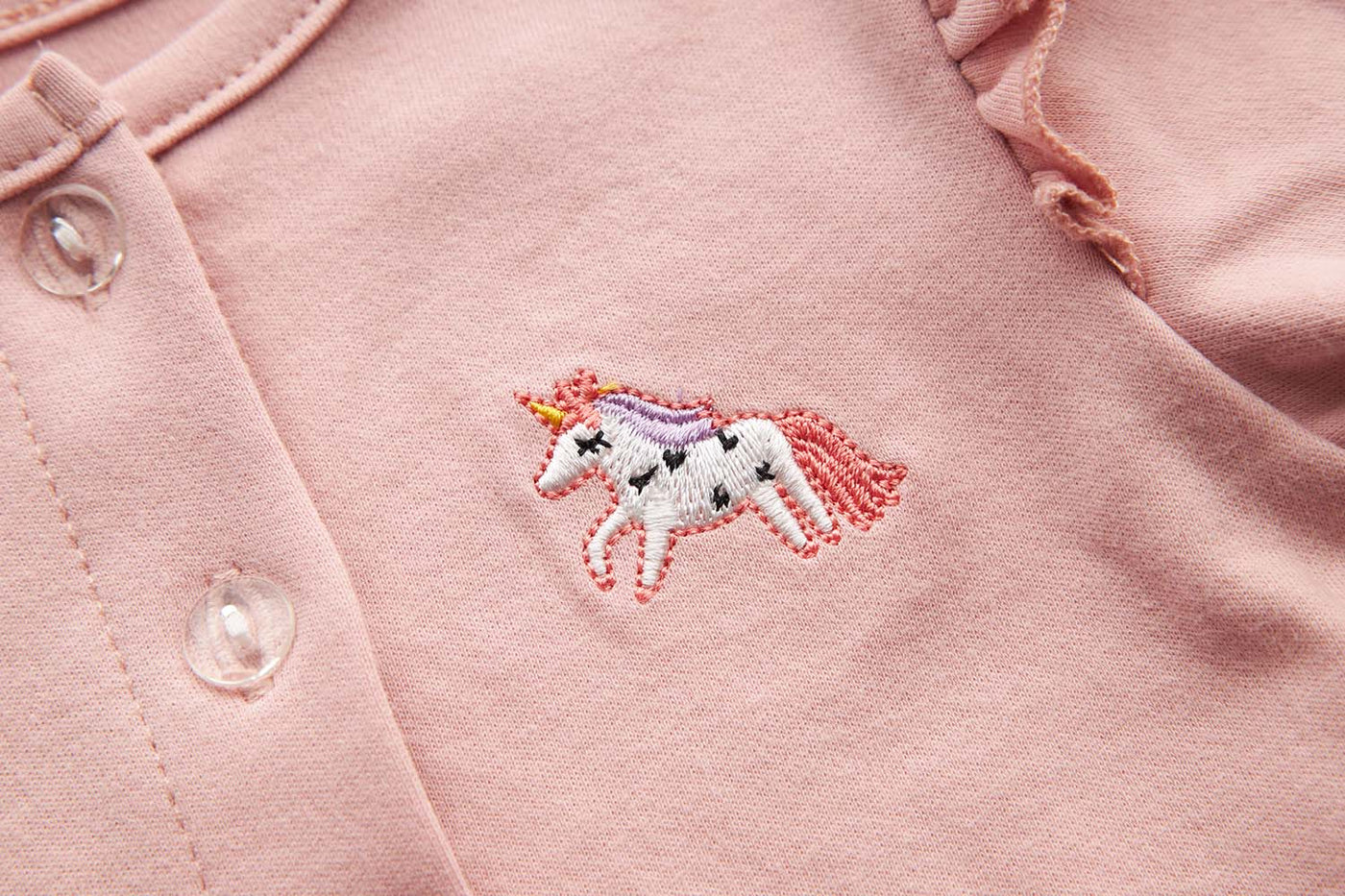 [ZBG02] Baby Girl White w Unicorn Bodysuit Dress n Pink Ruffled Cardigan 2 Pc Set - Little Kooma
